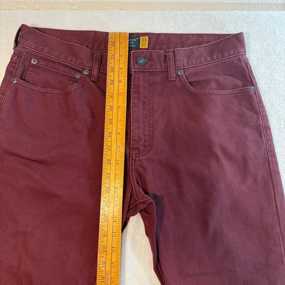 J.Crew 770 Straight Fit Corduroy Pants Mens 34x32 Burgundy Maroon Cotton
